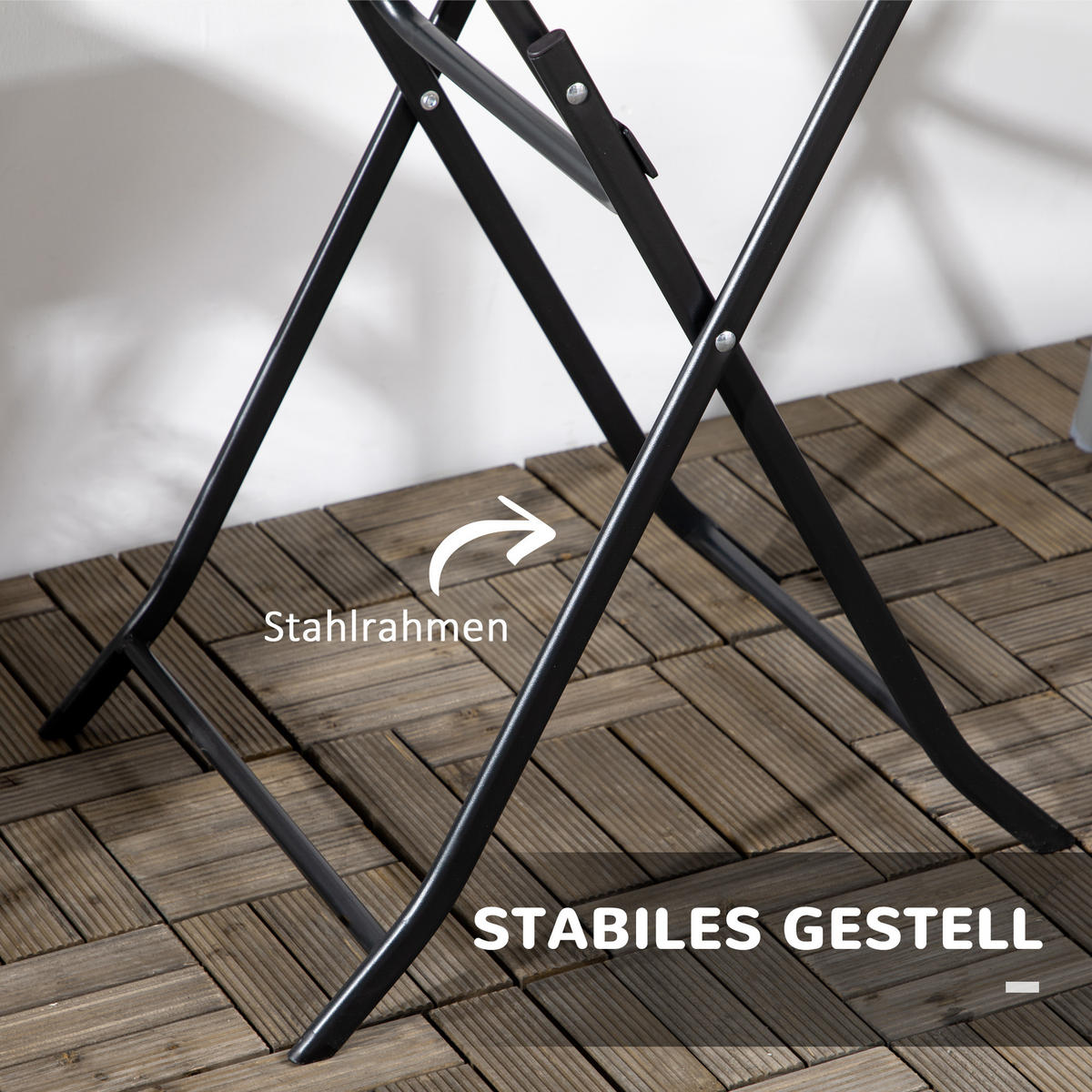 GARTENTISCH, Dunkelgrau, Stahl, HDPE - Dunkelgrau, Kunststoff/Metall (60/60/73cm) - Outsunny