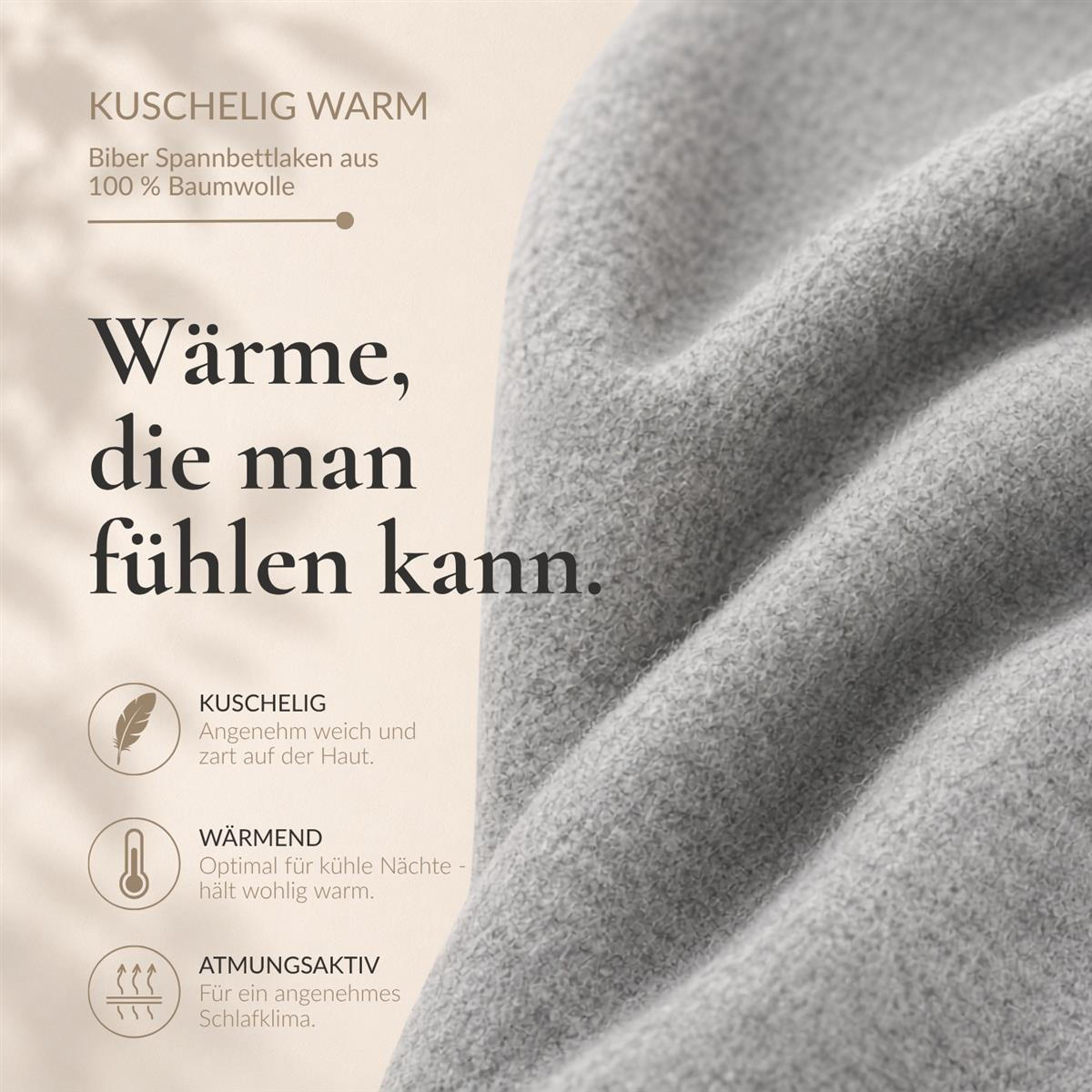BIBER-SPANNBETTLAKEN 140x200 - 160x200 cm Made in Germany! Warme Winter Flanell Bettlaken aus 100% Baumwolle, Spannbetttuch Anthrazit - Anthrazit, Textil (140/200cm) - Carpe Sonno