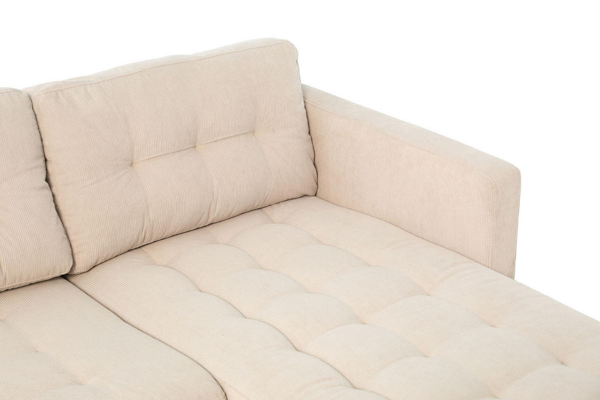 ECKSOFA Samt Sand - Beige, Textil (219/151cm) - ebuy24
