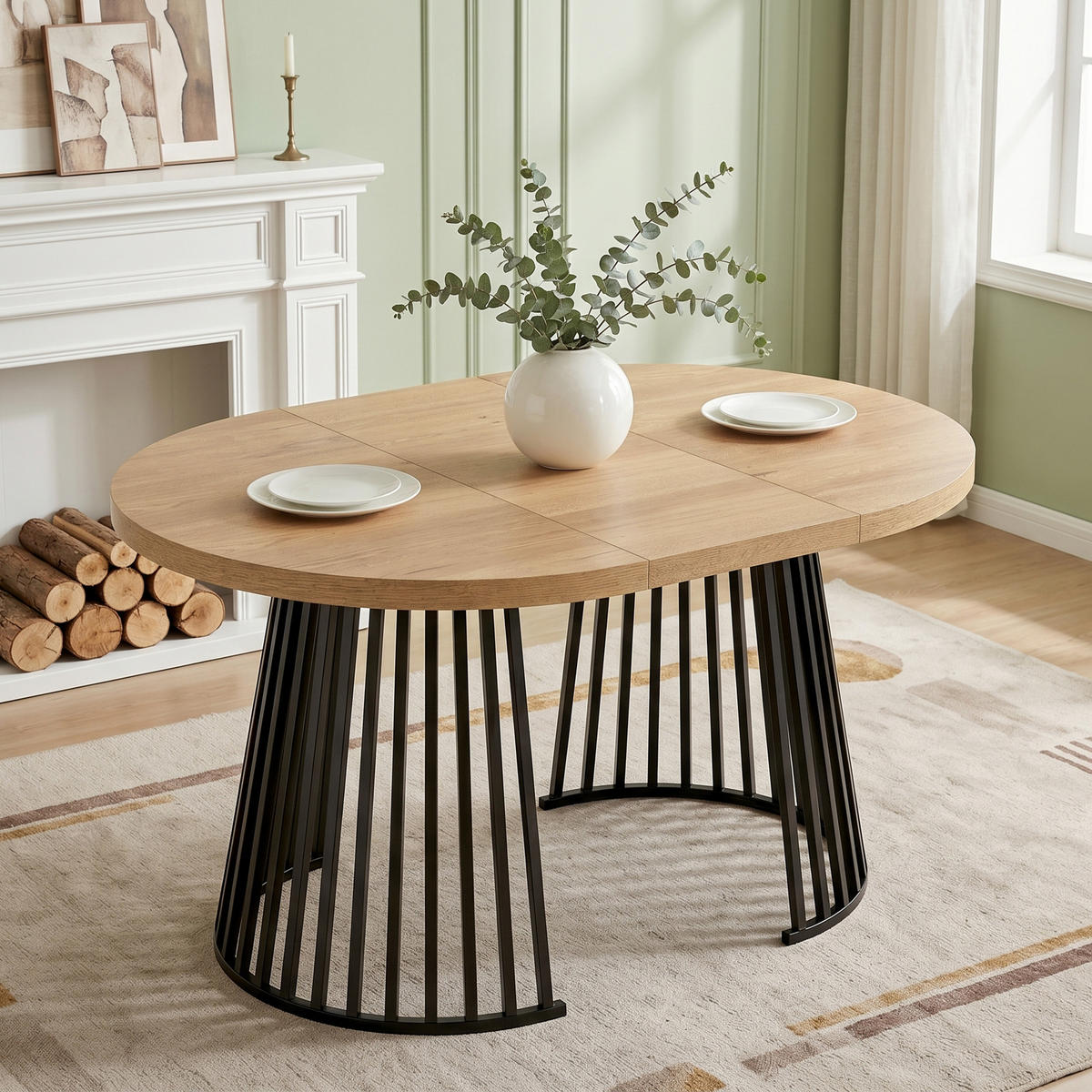 ESSTISCH Eiche Schwarz ausziehbar 100-176cm 4-8 Personen - Eichefarben, Holzwerkstoff (176/100/76cm) - FLIEKS