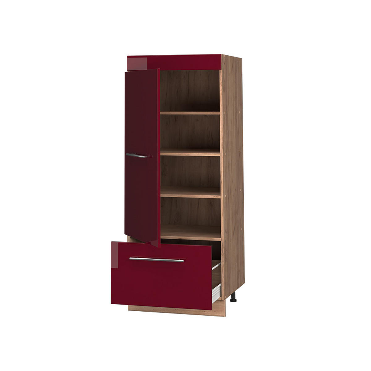 KÖKSSKAFFERI Fame-Line, Bordeaux högblank/Goldkraft ek, 60 cm - Bordeaux/Honungsek, Träbaserade material (60/153.6/58.1cm) - Vicco