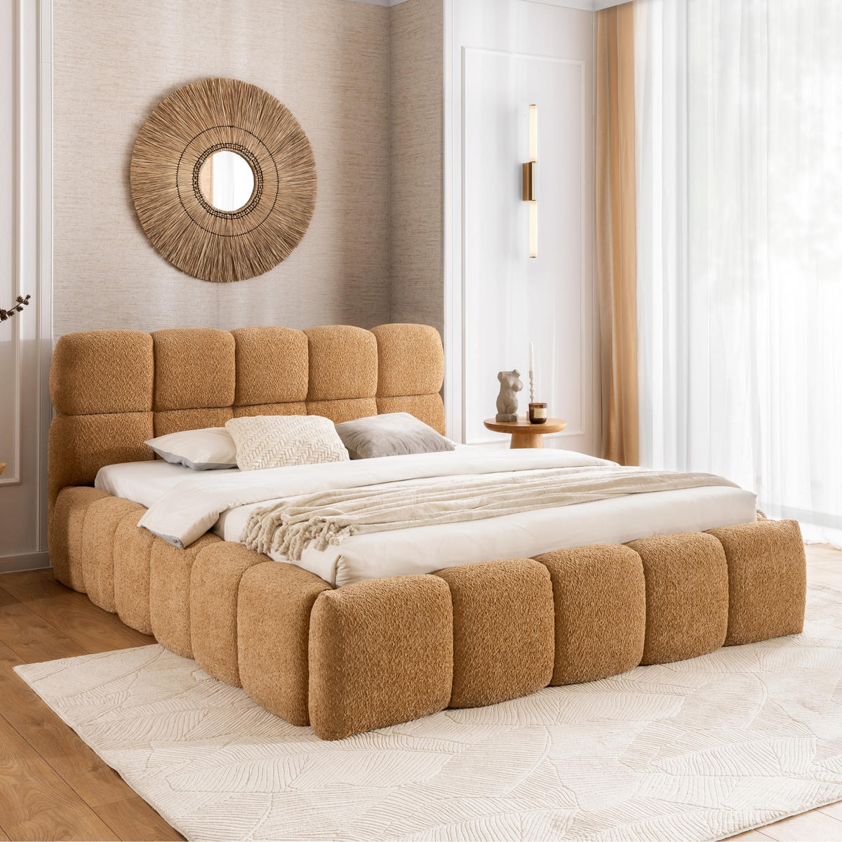 POLSTERBETT mit Stauraum 160x200 cm in Hellbraun - Hellbraun, Textil (160/200cm) - Home Collective