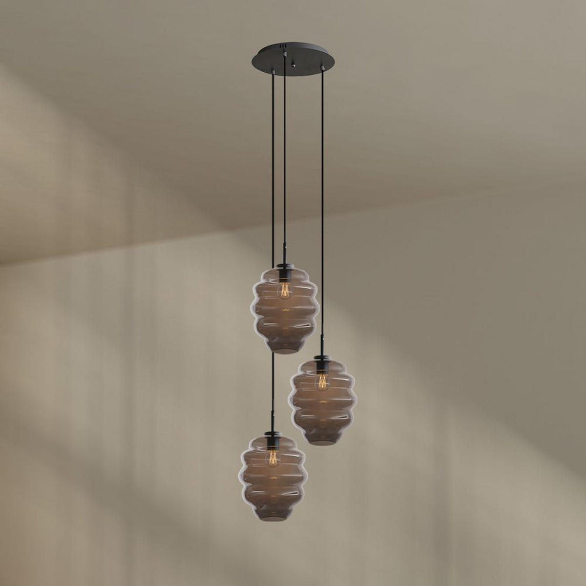 GALERIELEUCHTE Echos 3-flammig Rauch Ø 25cm - Anthrazit/Schwarz, Glas (25/25/28cm) - s.luce