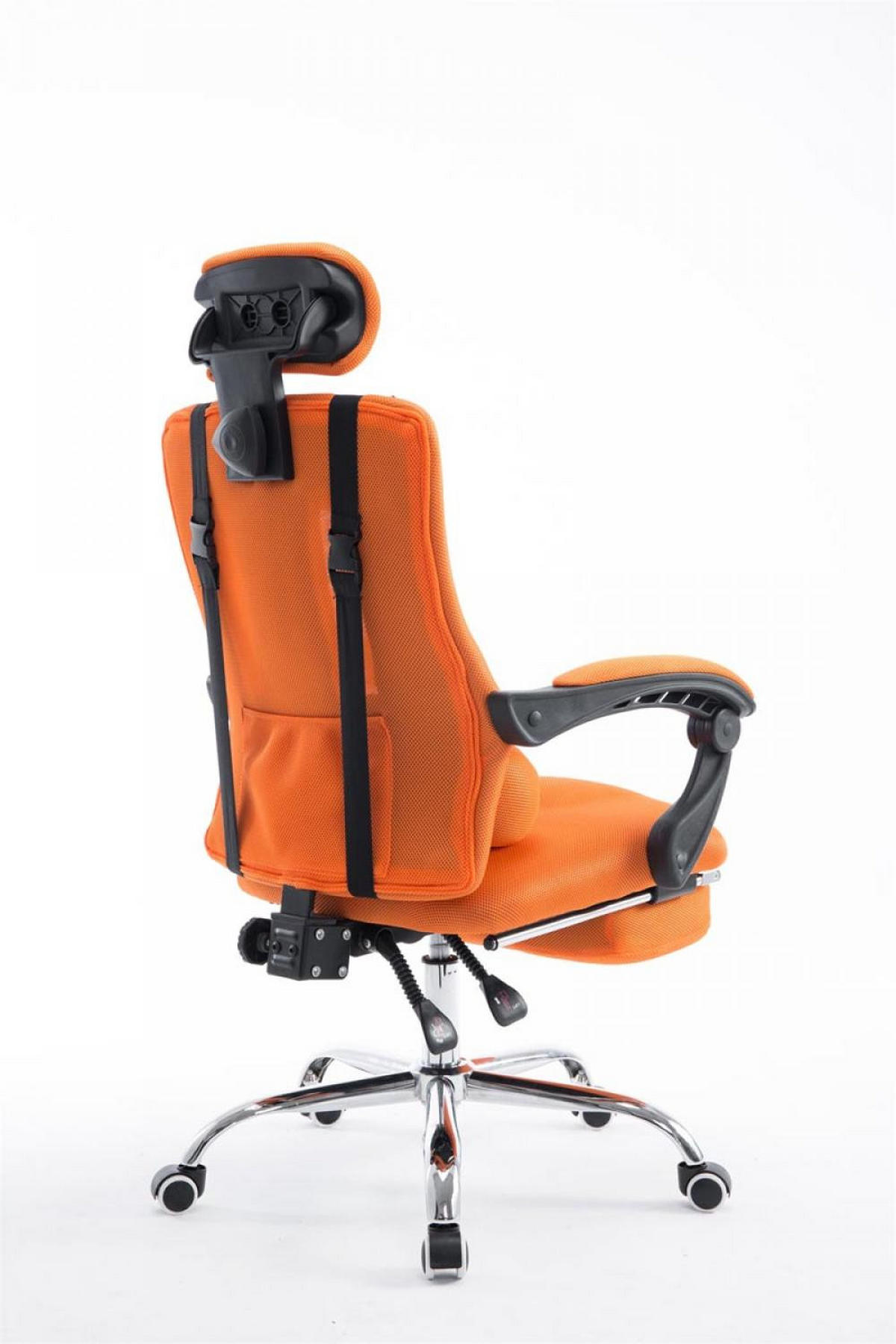 CHEFSESSEL Lederlook orange - Chromfarben/Orange, Textil/Metall (60/120/63cm) - CLP