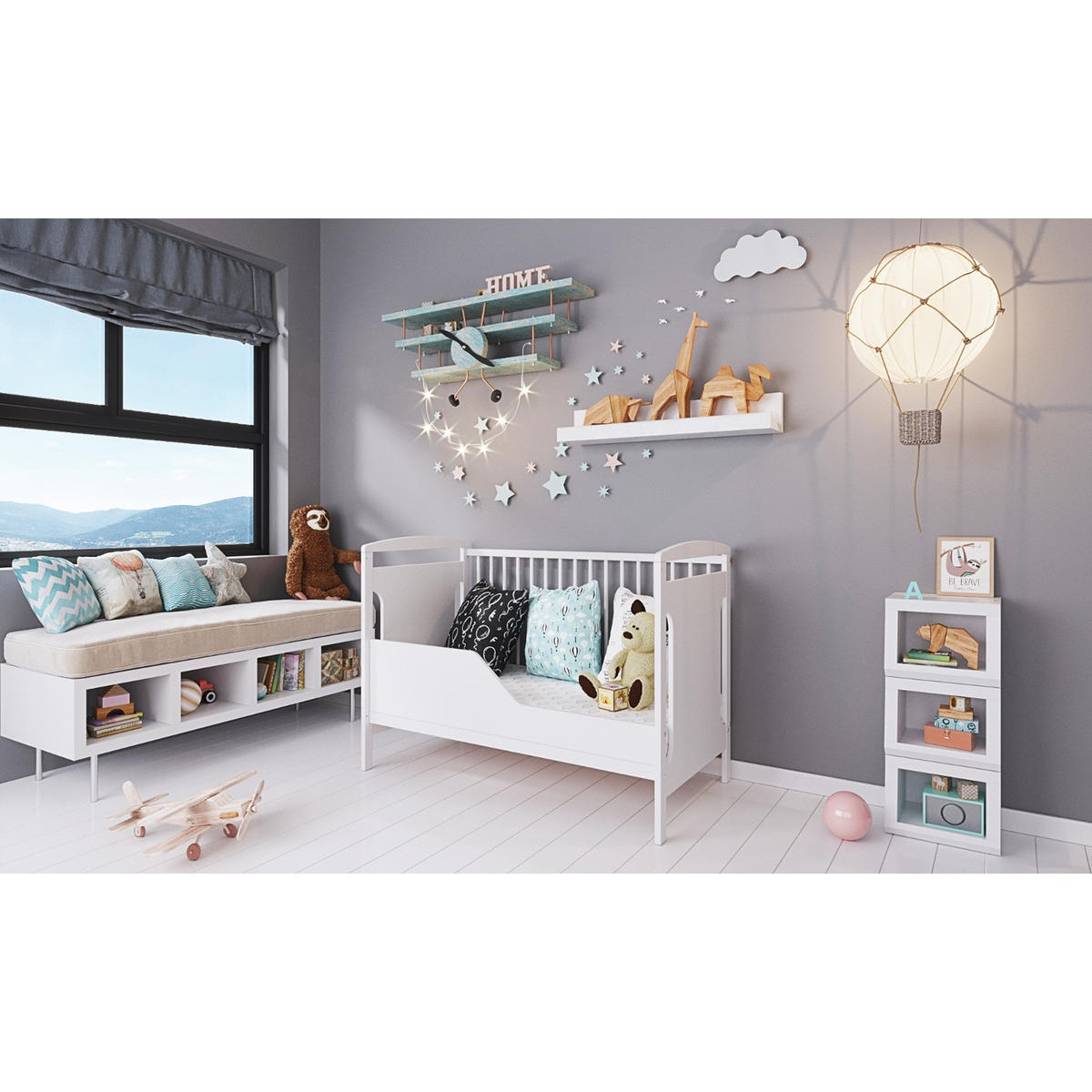 BABYBETT Elinor, Mitwachsendes, Weiß - Weiß, Holz (60/120cm) - Premiers Moments