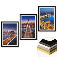 WANDBILDER 3er-Set - 40x60 cm Schwarzer Rahmen - Städte bei Nacht, Brücken, Flüsse - Schwarz, Kunststoff (40/60cm) - ArtPrintCave