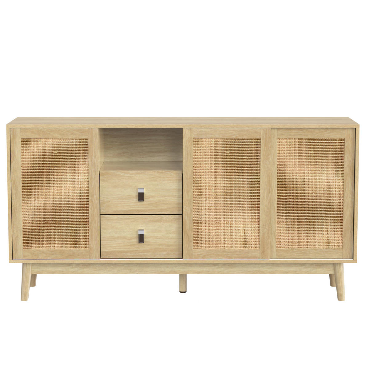 SIDEBOARD 155/38/80 cm Holzfarbe aus MDF und Spanplatte mit Schiebetüren - Naturfarben, Holzwerkstoff (38/80/155cm) - OKMYHOME
