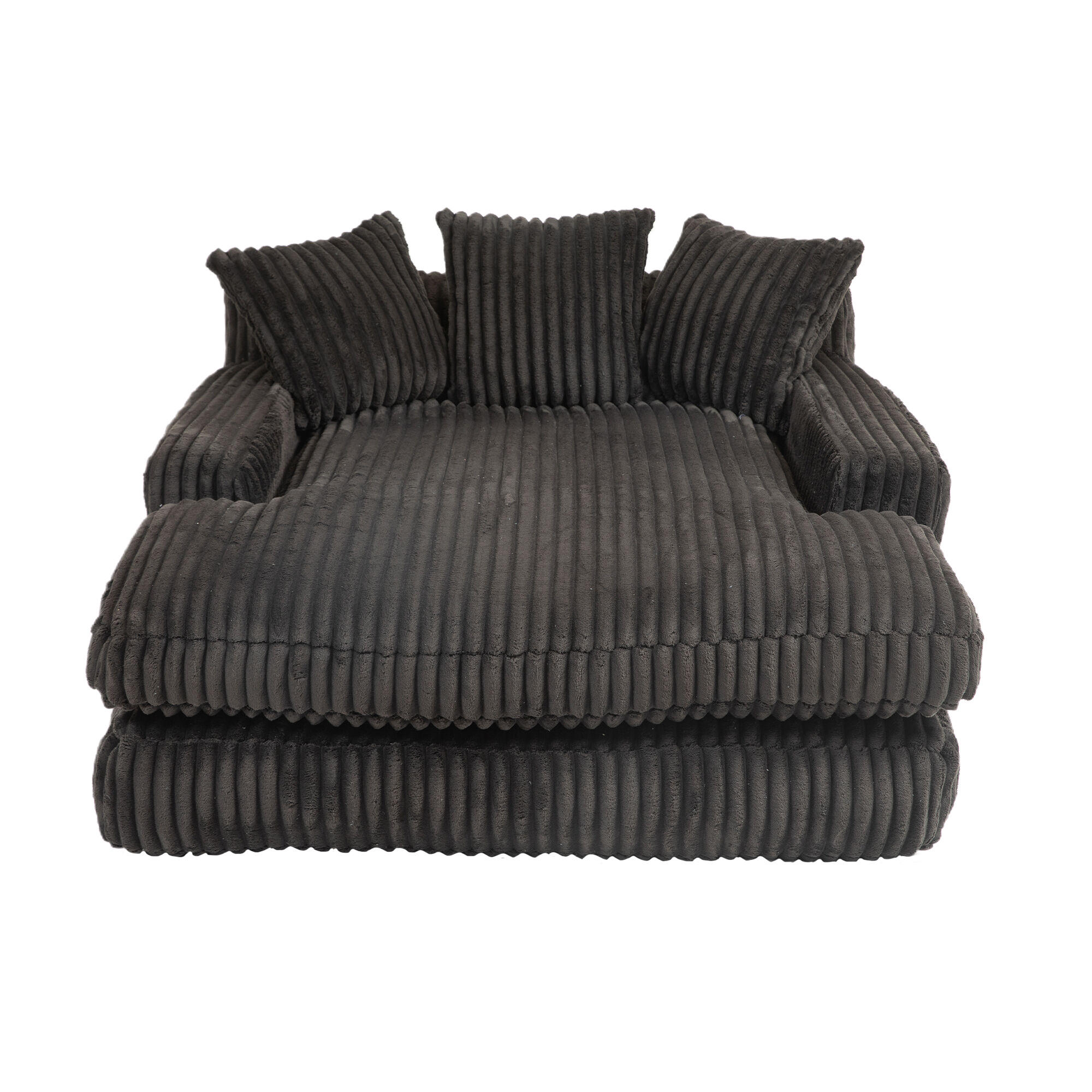 CHAISELONGUE Cord mit 3 Kissen bodennah und ohne Montage 125/155/63 cm Schwarz - Schwarz, Textil (63/125/155cm) - Redom