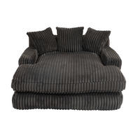 CHAISELONGUE Cord mit 3 Kissen bodennah und ohne Montage 125/155/63 cm Schwarz - Schwarz, Textil (63/125/155cm) - Redom