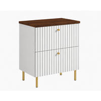 BADEZIMMERSCHRANK: Weiß / Platte Nusseiche / Griffe Gold / Beine Gold, 60 x 44,4 x 73,6 cm - Goldfarben/Weiß, Holzwerkstoff (60/73.6/44.4cm) - 3XE LIVING