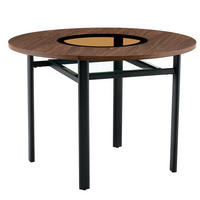 ESSTISCH rund 100 cm in Braun/Schwarz mit Glasintarsie und Ablage - Braun, Holzwerkstoff (100/100/76cm) - Flora Grace