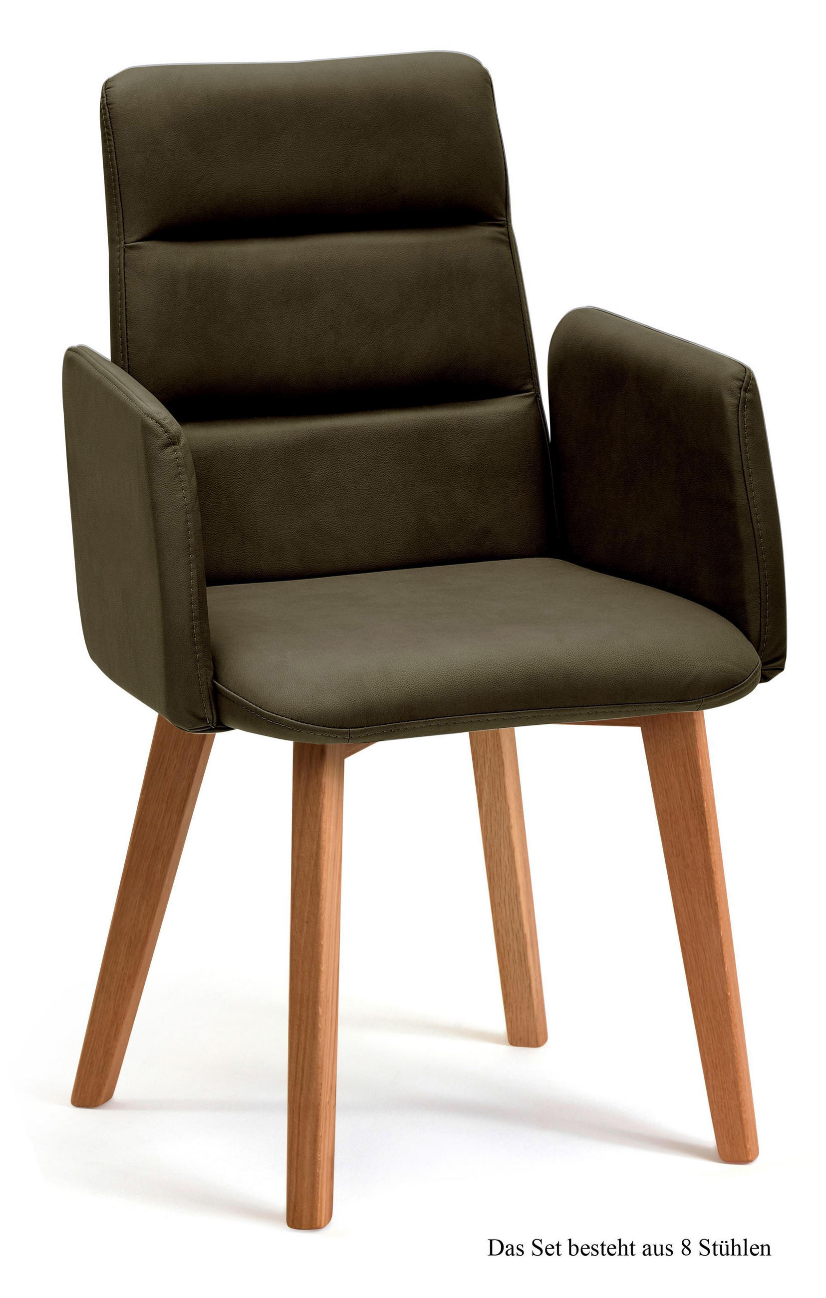 ARMLEHNSTUHL (8er-Set) Darelle 52x92x60 Eiche geölt/Khaki - Dunkelgrün/Eichefarben, Kunststoff (60/92/52cm) - 58aufmkessel