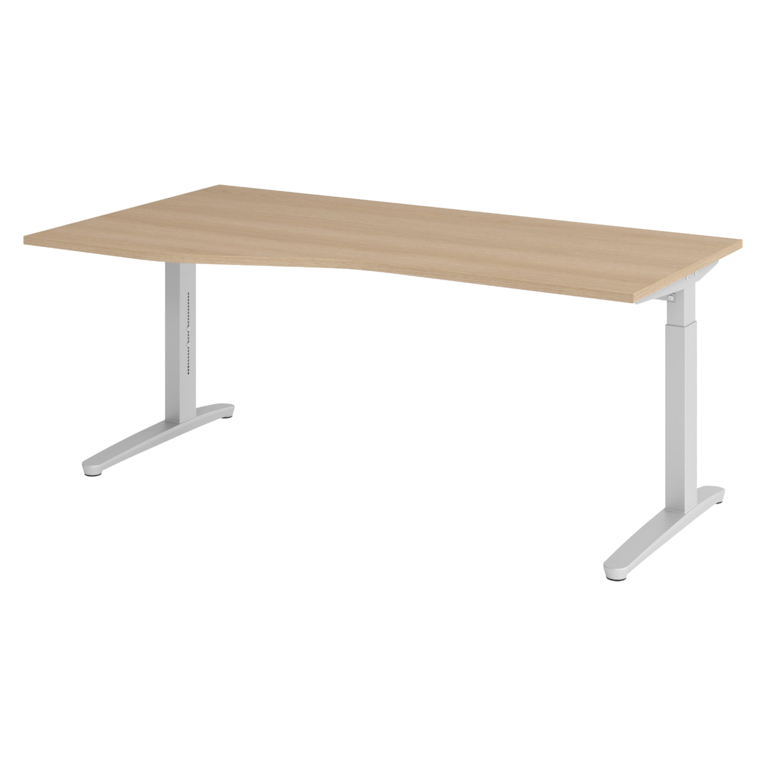 SCHREIBTISCH Serie-XB 100/180/74 cm in Eichefarben/Silberfarben - Eichefarben/Silberfarben, Holzwerkstoff (100/180/74cm) - bümö