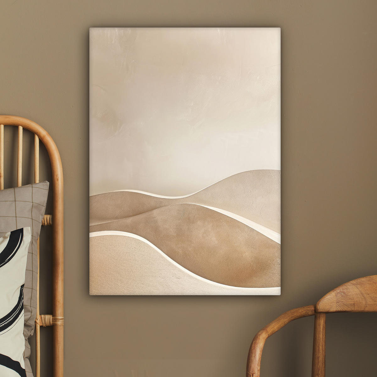 LEINWANDBILD Beige - Natur - Abstrakt - Modern 60x80 cm - Beige, Textil (60/80cm) - MuchoWow