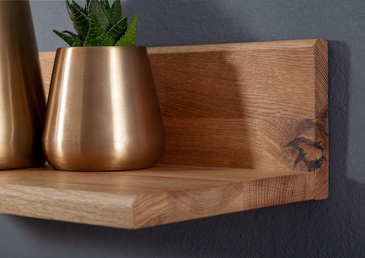 WANDREGAL Wild-/Zerreiche 49x20x12 natur geölt FRANKFURT #103 - Braun, Holz (49/12/20cm) - Massivmoebel24