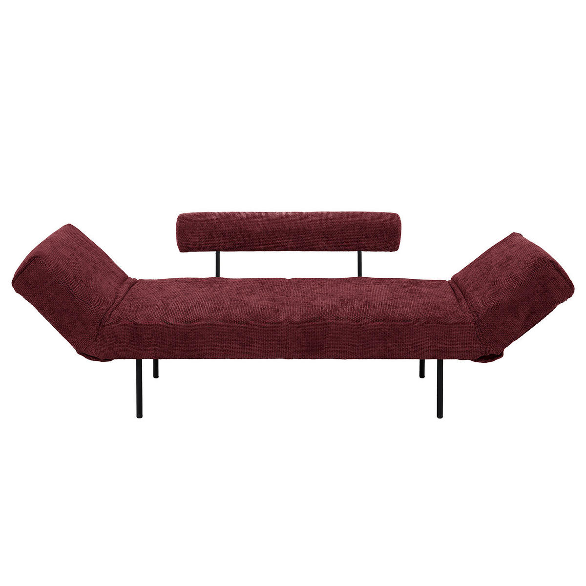 SCHLAFSOFA - Chenille - Beere/Schwarz, Textil/Metall (181/70/75cm) - home24