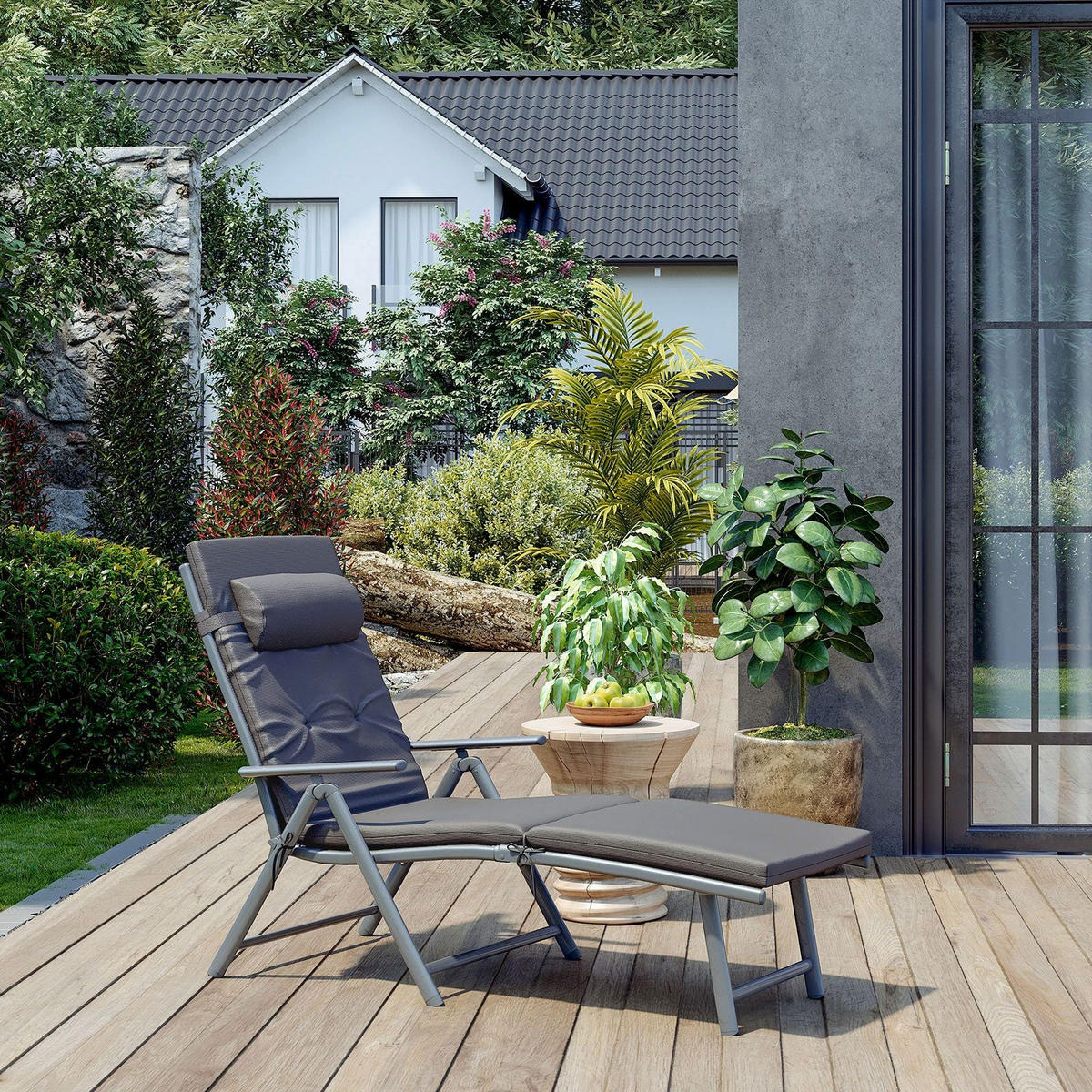 SONNENLIEGE GARTENLIEGE - Grau, Textil (60/39/183cm) - Hansiro