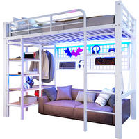 HOCHBETT 90/200 cm, Weiß mit LED-Lichtleiste und Ablagefach - Weiß, Metall (90/200cm) - MIVRAY