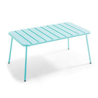 GARTEN-LOUNGETISCH, Türkisblau - Hellblau, Metall (90/50/40cm) - Oviala