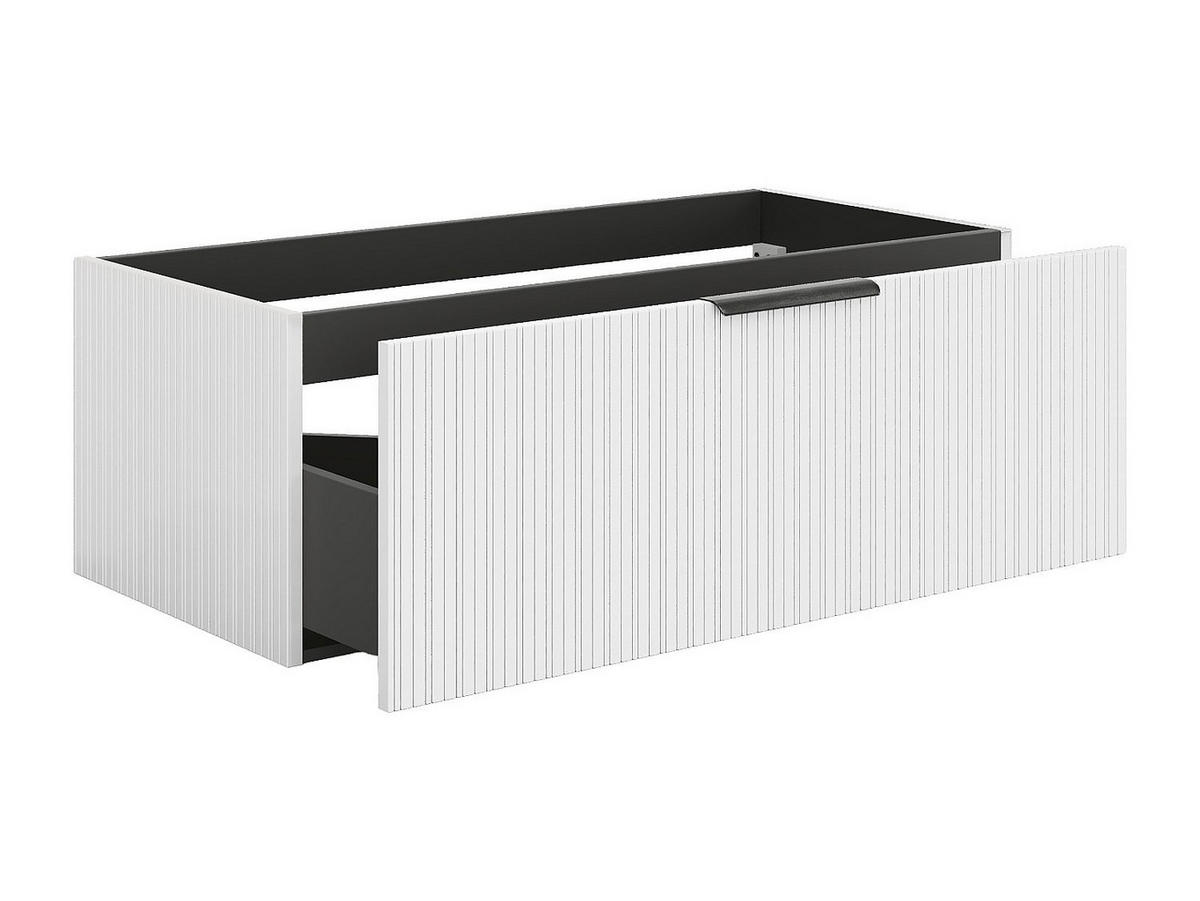 HÄNGESCHRANK für Waschbecken mit Rillenoptik - Weiß - 100 cm - PALIRO - Weiß, Holz (100/35/45.5cm) - Vente-Unique