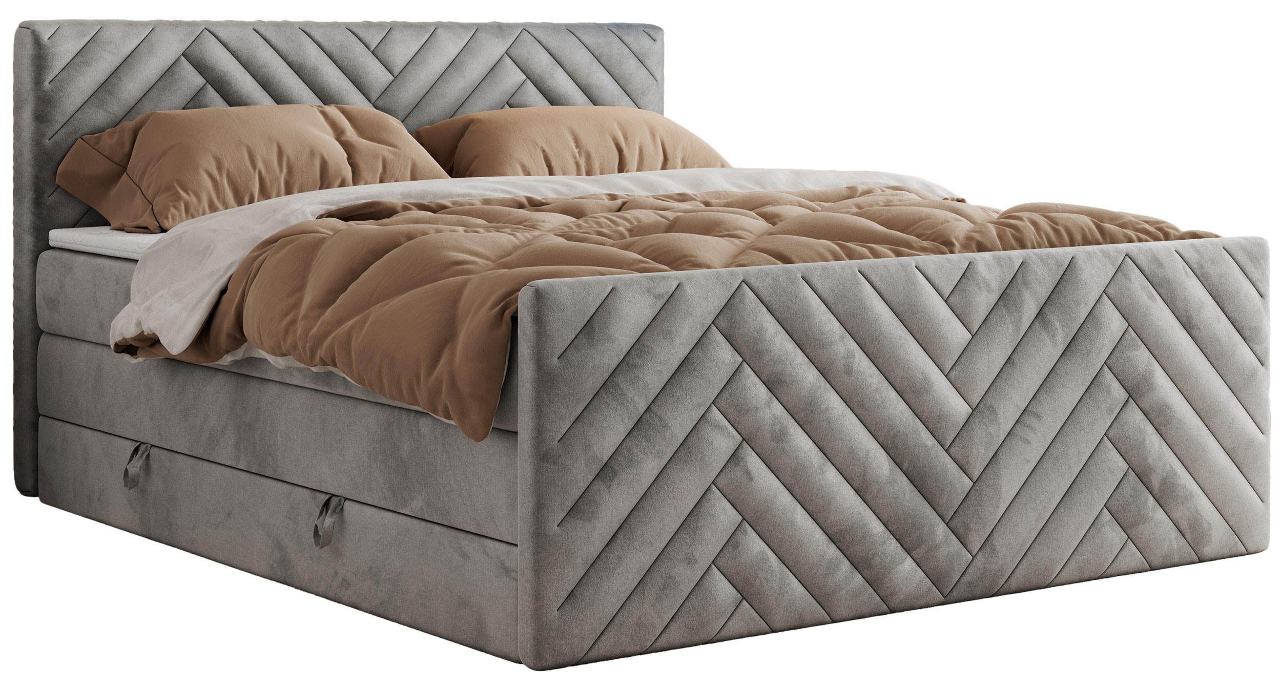 BOXSPRINGBETT PARIS KING DUO - 120/200 - Hellgrau Velvet - H3 - Hellgrau, Holz/Textil (120/200cm) - MKS