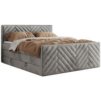BOXSPRINGBETT PARIS KING DUO - 140/200 - Hellgrau Velvet - H3 - Hellgrau, Holz/Textil (140/200cm) - MKS