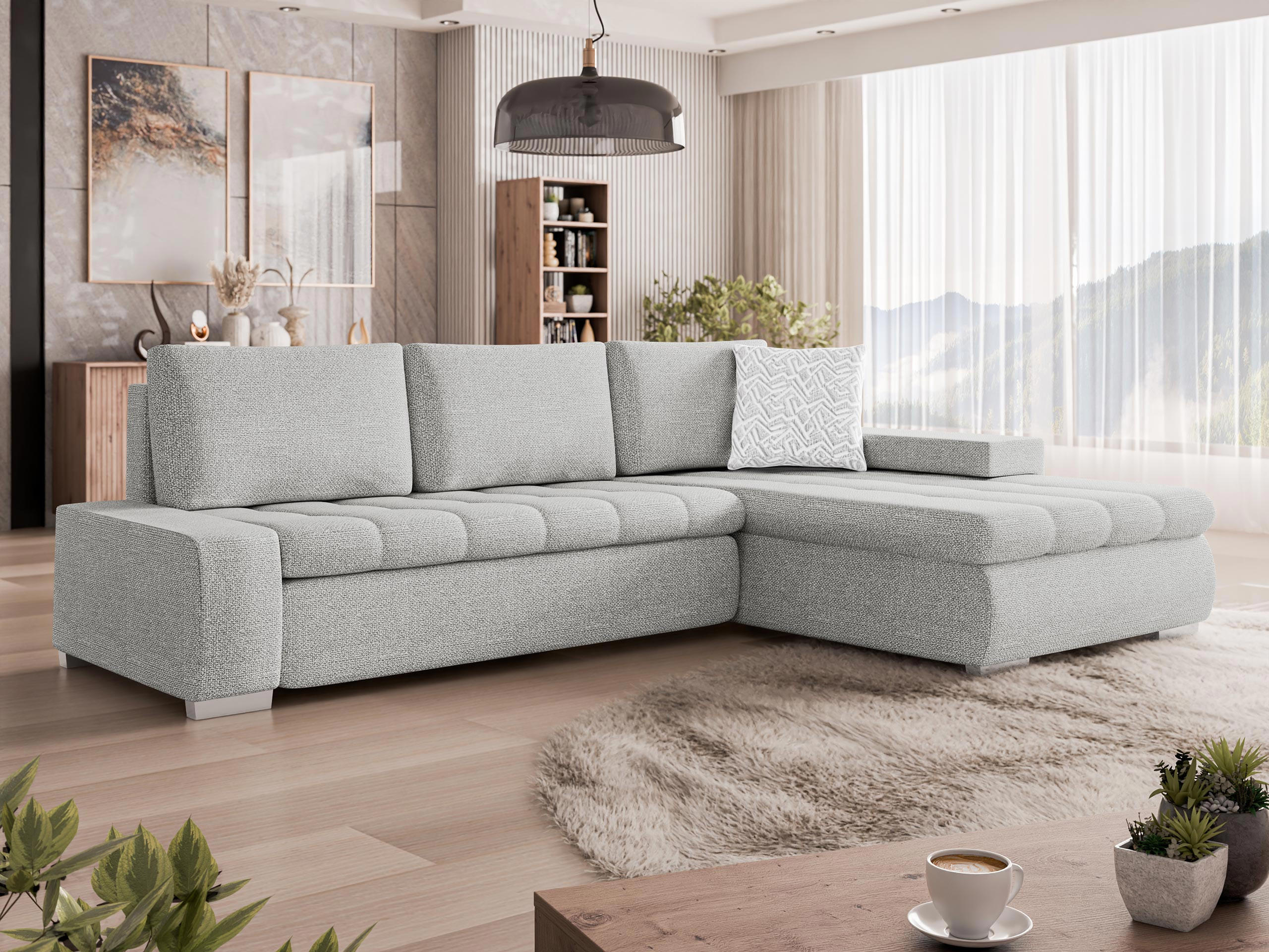 Thumbnail - Mirjan24 Ecksofa, Silber, Textil, 5-Sitzer, L-Form,Rechteckig, 265x185 cm, Wohnzimmer, Sofas & Couches, Wohnlandschaften...