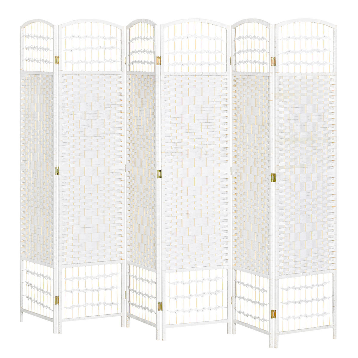 PARAVENT DE-14240 6-teilig, klappbar 242x170 cm Weiß - Weiß, Papier (242/170/1.7cm) - ComfortXL