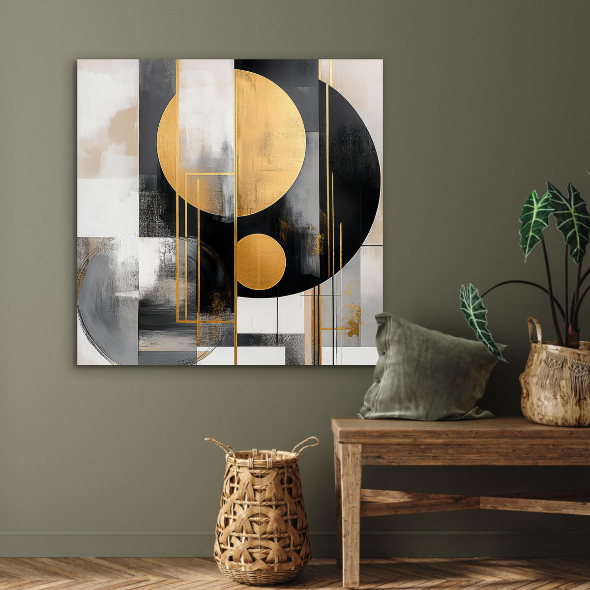 KOVOVÝ OBRAZ Abstraktné - Zlato - Striebro - Tvary - Estetické - Moderné 90x90 cm - zlatá, kov (90/90cm) - MuchoWow