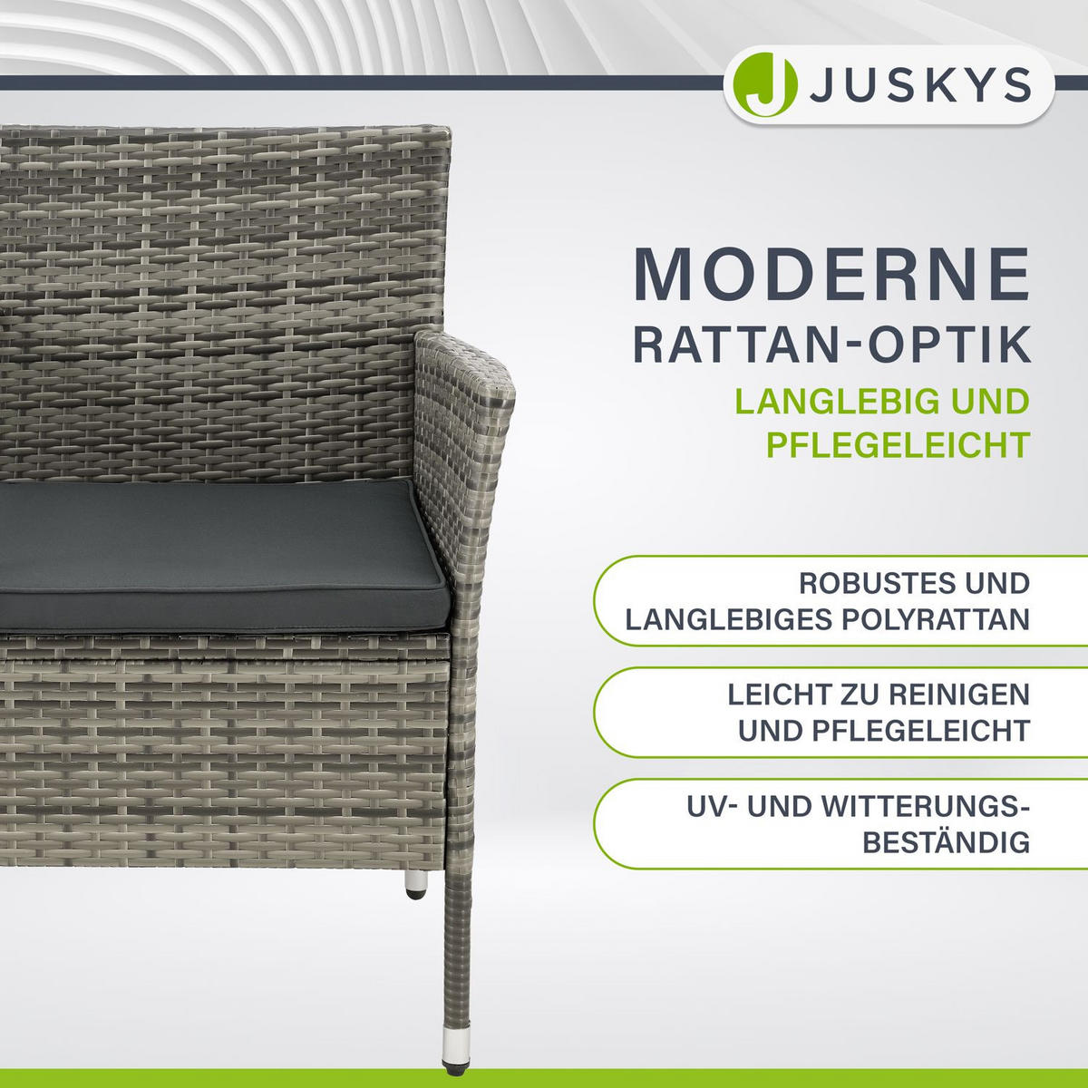 GARTENBANK Monaco grau-meliert - Grau, Kunststoff/Metall (133/84/63cm) - Juskys