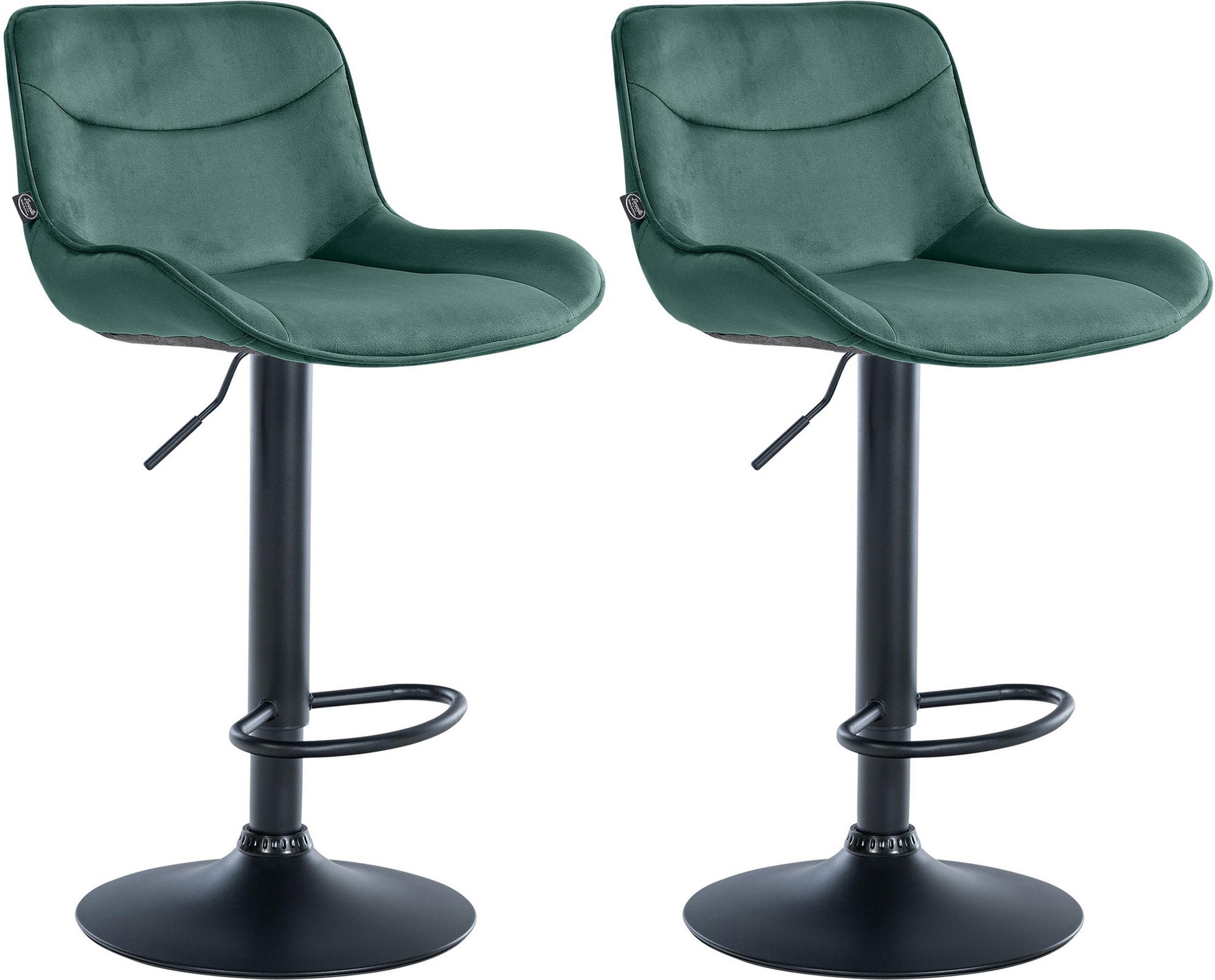 BARHOCKER 2er Set Vulcano Samt schwarz grün - Schwarz/Grün, Textil/Metall (49/106/51cm) - TPFLiving
