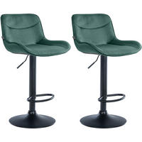 BARHOCKER 2er Set Vulcano Samt schwarz grün - Schwarz/Grün, Textil/Metall (49/106/51cm) - TPFLiving