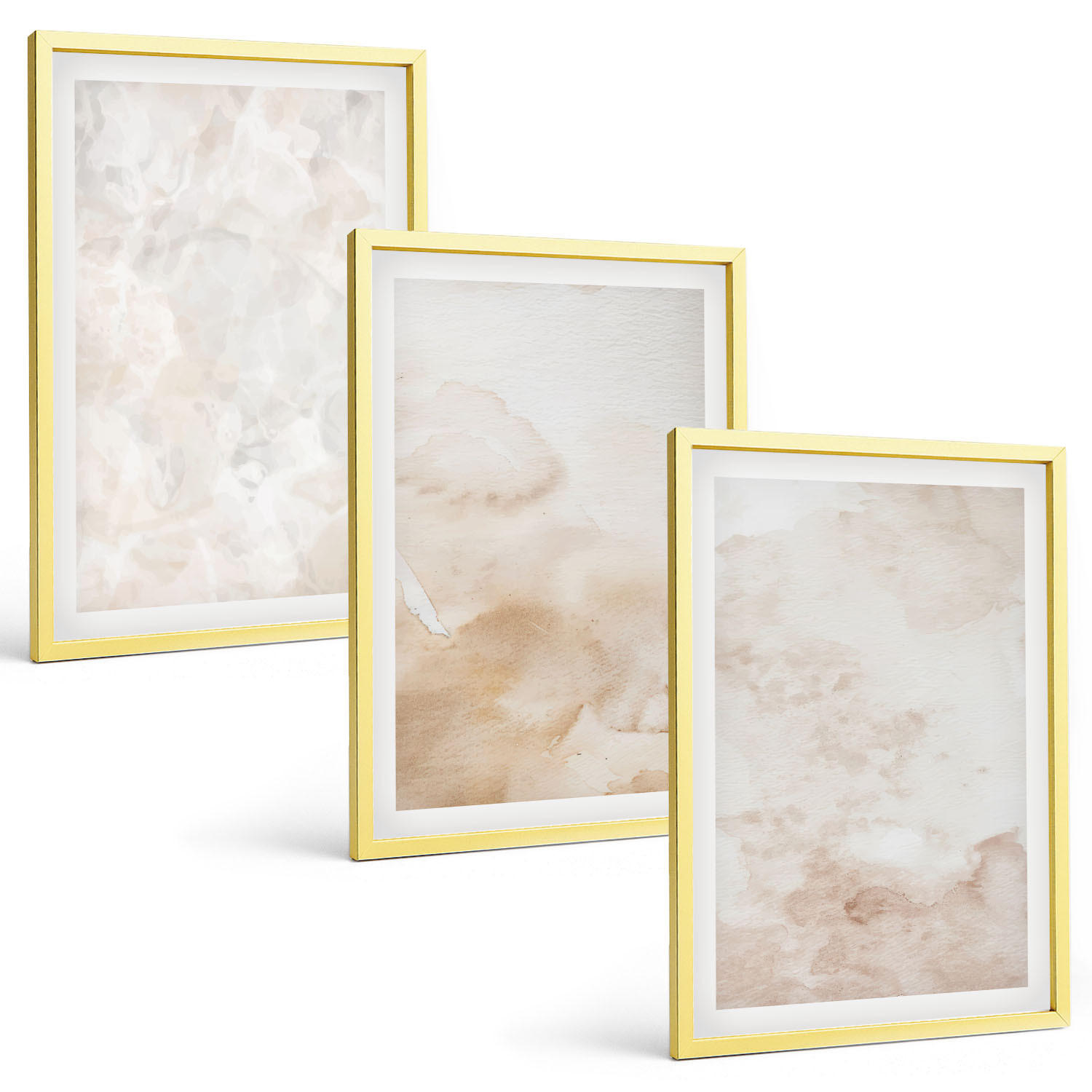 BILDER SET 3er Set - 40x60 cm Goldrahmen - Modische Pastelltexturen - Goldfarben, Kunststoff (40/60cm) - TULUP