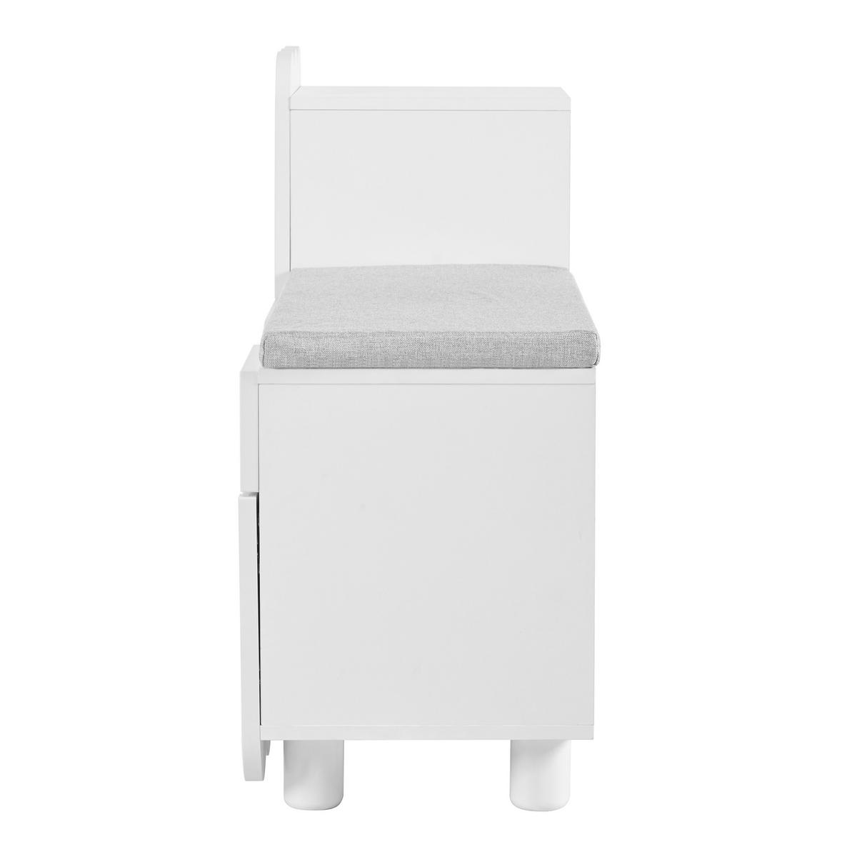 SCHUHSCHRANK aus MDF 90x35x74,5cm in Weiß mit Schublade & Sitzpolster - Weiß, Holzwerkstoff (90/74.5/35cm) - Modfu