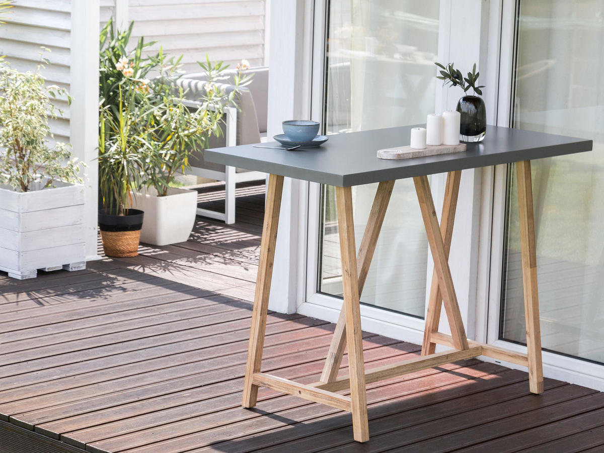 BARTISCH Heller Holzfarbton Talamone - Hellbraun/Grau, Stein (70/140/100cm) - Beliani