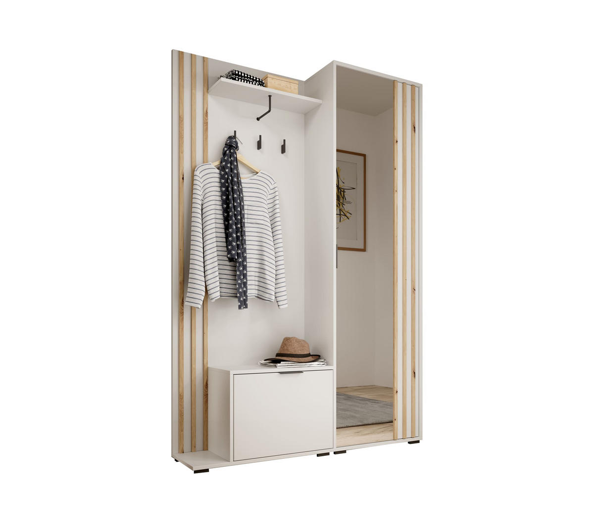 GARDEROBENSCHRANK - JOHN (Weiß) - Weiß, Holzwerkstoff (135/197/40cm)