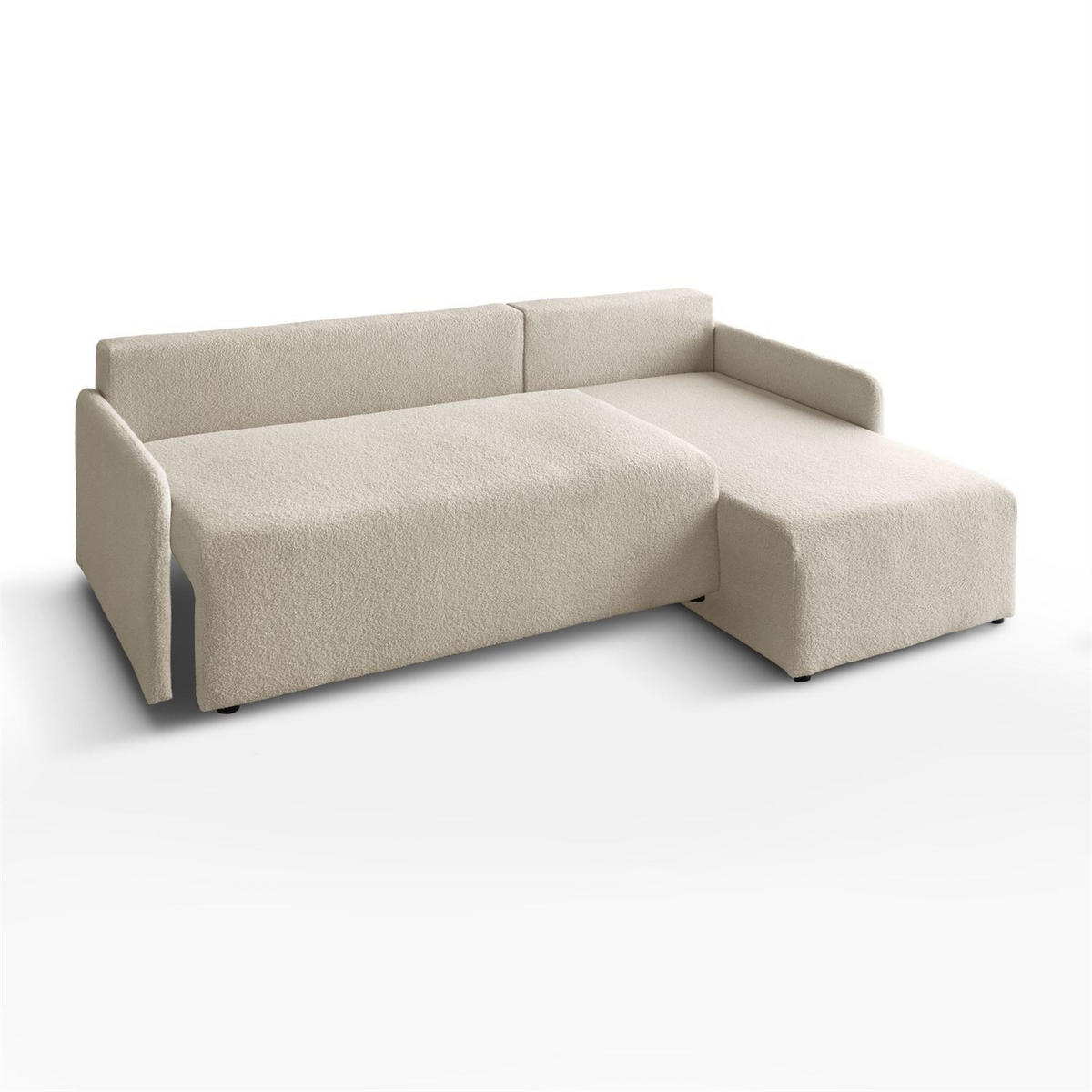 ECKSOFA CUDDLE mit Schlaffunktion und Bettkasten, Quelle 03 - Creme, Textil (213/145cm) - Lookway