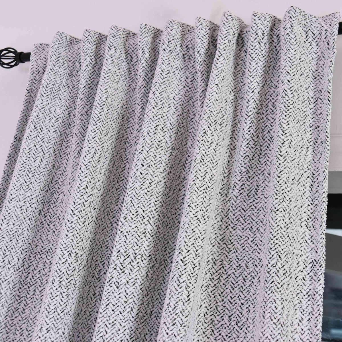 VORHANG 2ER SET MONTANA HxB 245x140 cm Weiß Schwarz - Weiß, Textil (140/245cm) - Gardinenbox