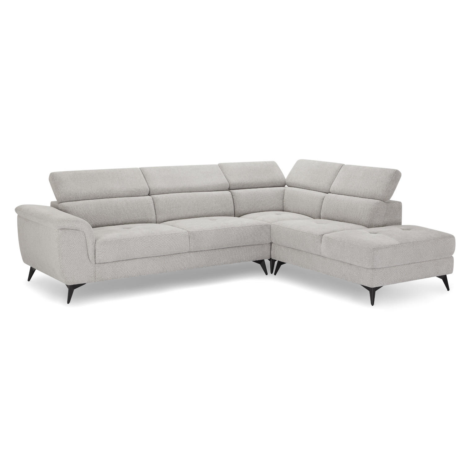 ECKSOFA Webstoff Grau - Schwarz/Grau, Textil/Metall (290/95cm) - Furnhouse