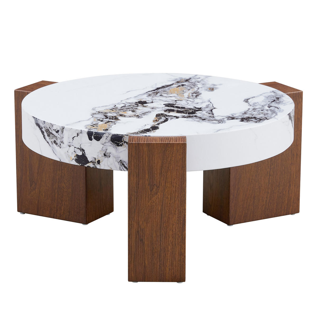 COUCHTISCH-SET 61/30 cm & 44 cm aus MDF und Glas, Nussbaumoptik mit Ablage - Nussbaumfarben, Holzwerkstoff (61/61/30cm) - Flora Grace