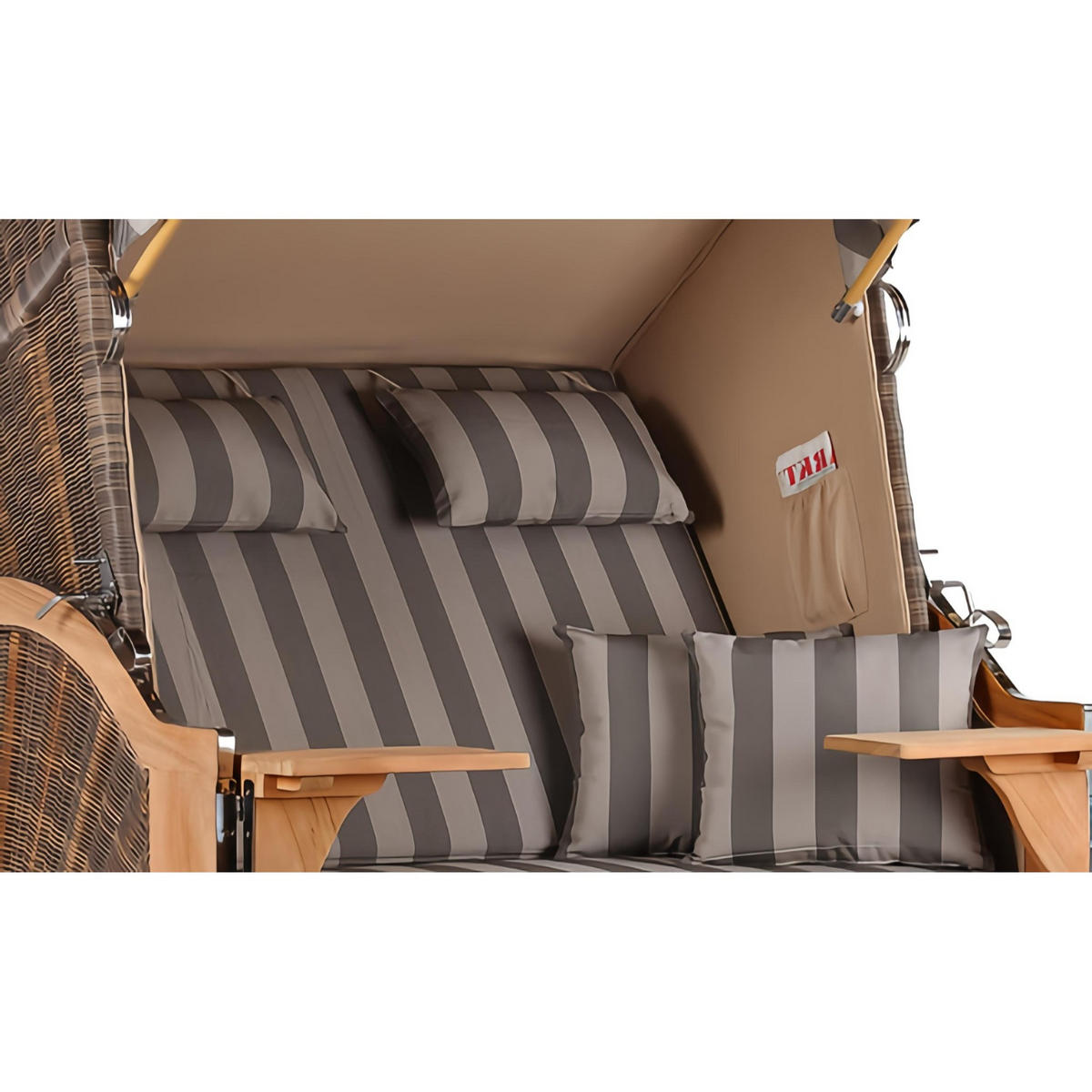 STRANDKORB SEEBLICK 2 Sitzer Teak - Braun/Grau, Metall (125/170/80cm) - Mr. Deko