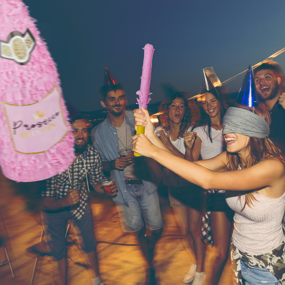 PINATA - Rosa, Papier/Wellpappe (13.5/51/13.5cm) - Relaxdays