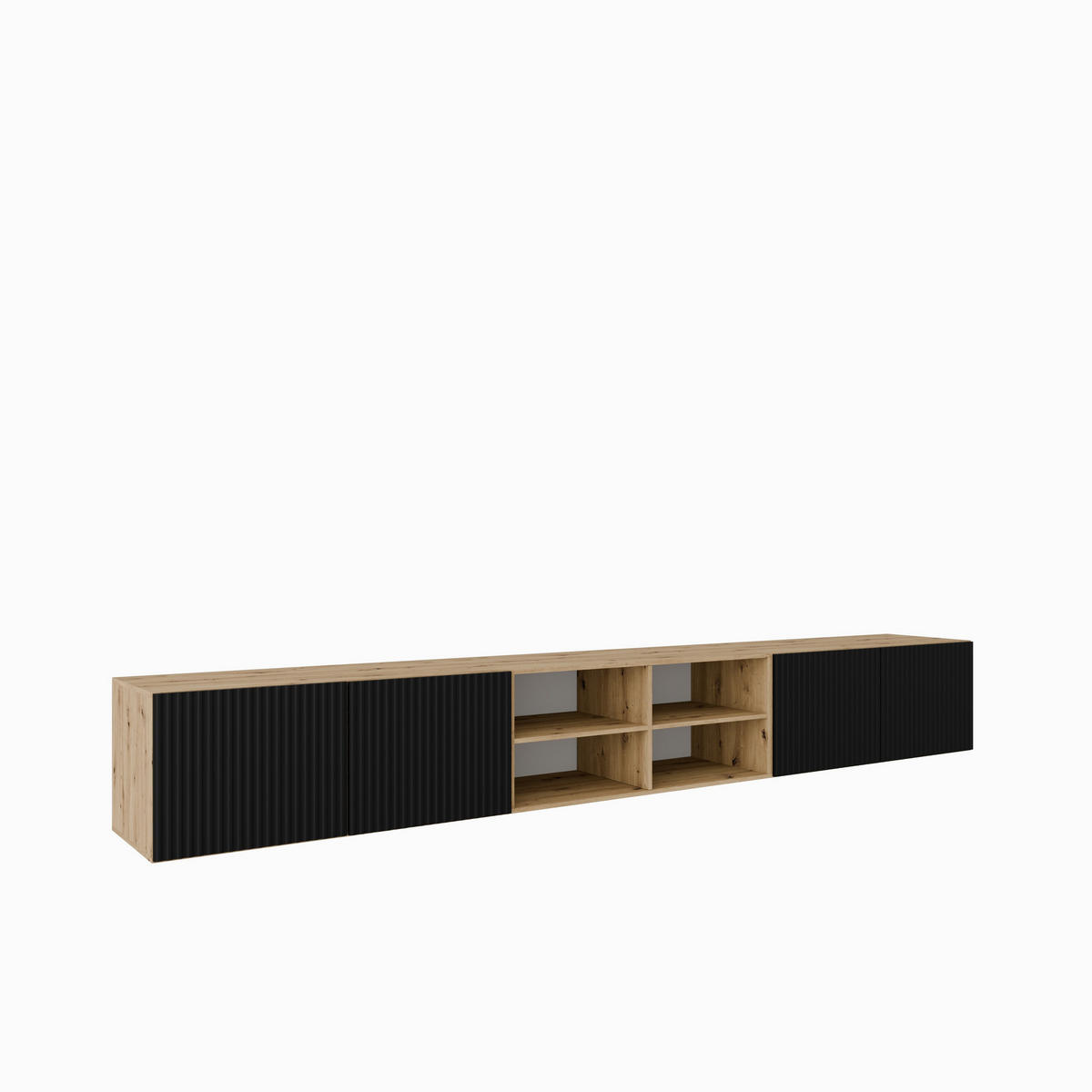 LOWBOARD VAREN 300/41/40 cm, Hängender TV-Schrank Eiche Artisan - Schwarz/Eiche Artisan, Holzwerkstoff (300/41/40cm) - MASSENO