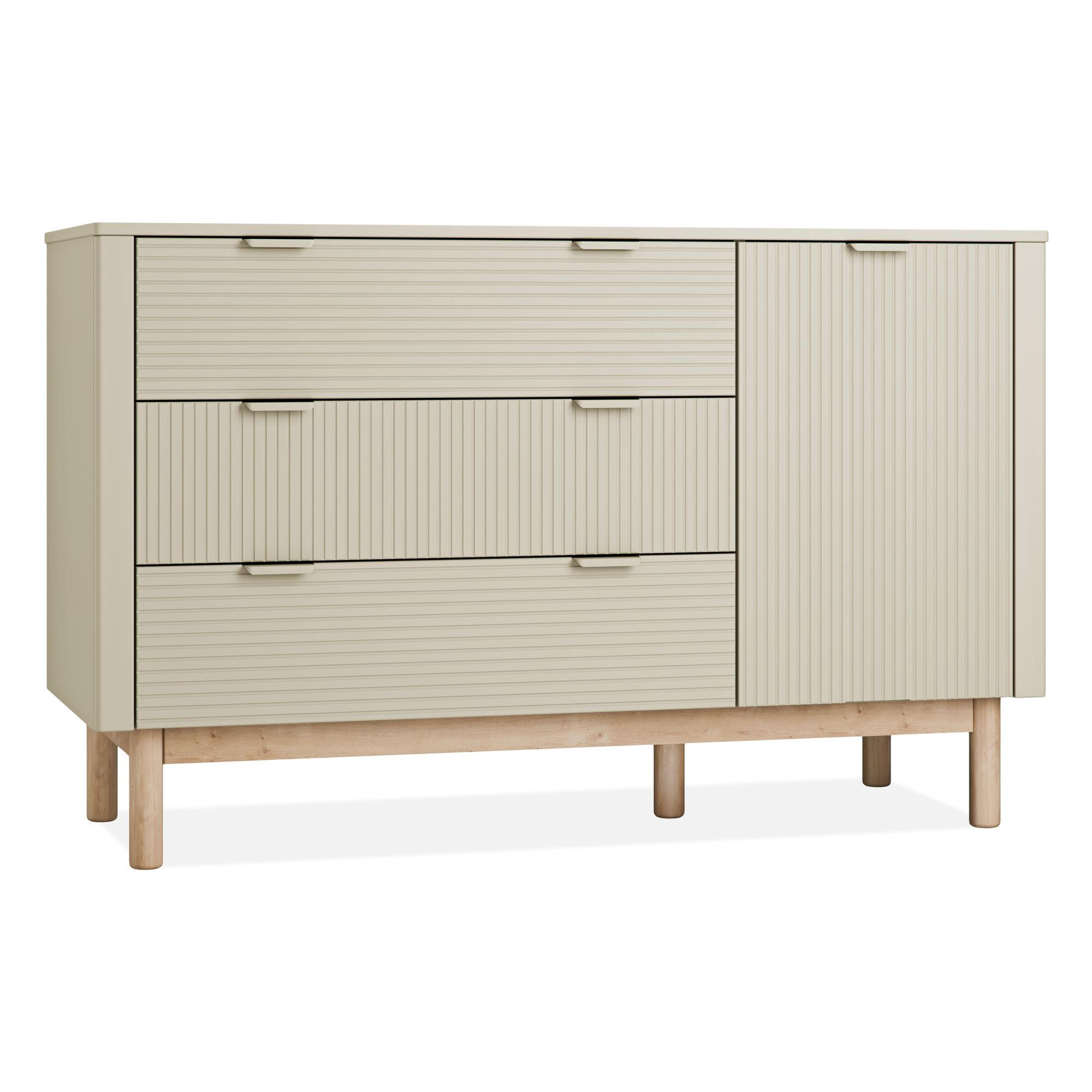 WICKELKOMMODE Kombikommode LOTTI - Beige, Holz (145/91/53cm) - KONSIMO®