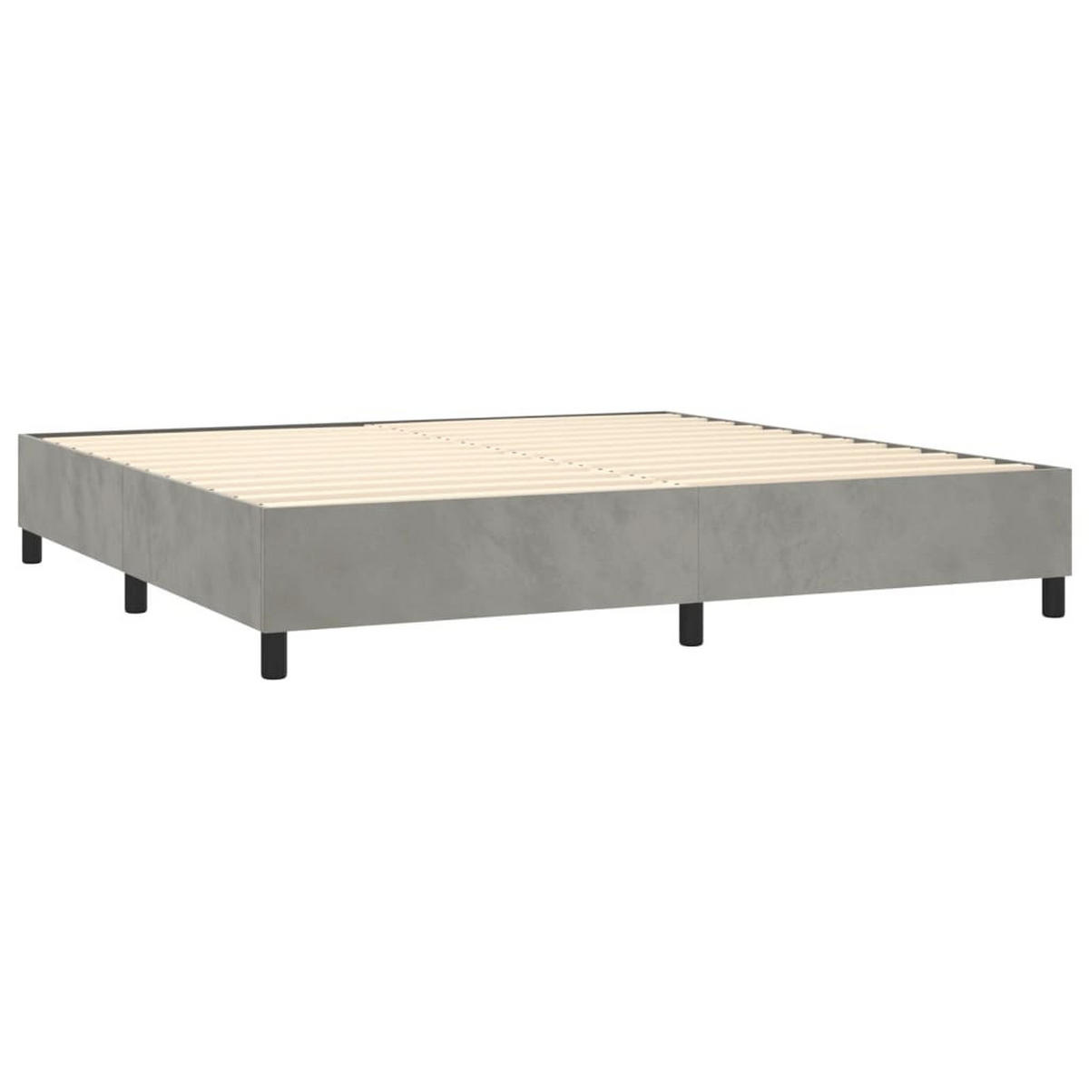 BOXBETT Mit Matratze Hellgrau 200/200 Cm Samt - Grau, Textil (200/200cm) - vidaXL