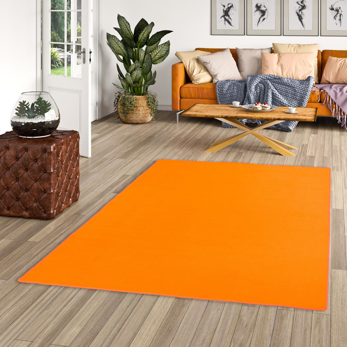 BASIC VELOURS TEPPICH CARLA - Orange, Textil (80/400cm) - Snapstyle
