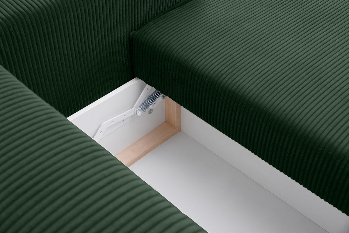3-SITZER-SCHLAFSOFA NAPI in Pet Friendly Cord-Stoff, dunkelgrün - Dunkelgrün/Schwarz, Textil (244/89/101cm) - KONSIMO®