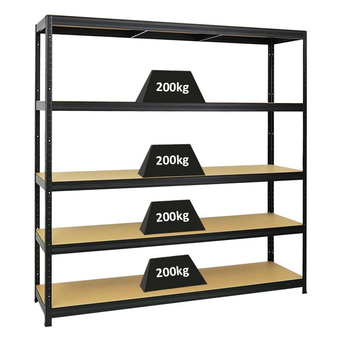 SCHWERLASTREGAL Giant Elephant 180x180x45 cm Fachlast 200 kg Schwarz - Schwarz, Metall (180/180/45cm) - PROREGAL