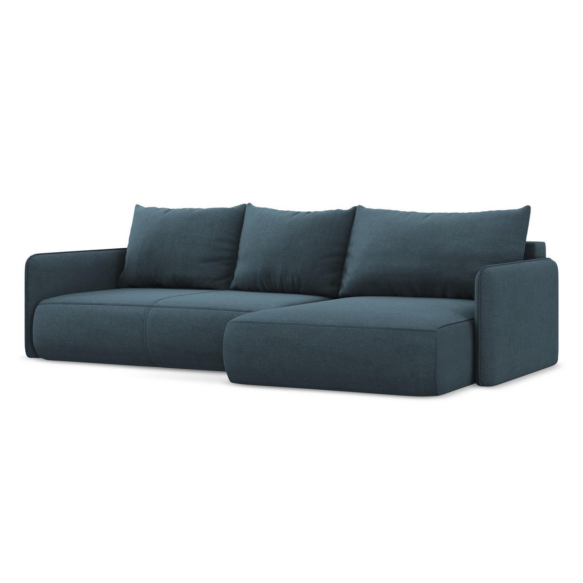 ECKSOFA mit Schlaffunktion Strukturstoff Stoff Blau - Blau/Blaugrau, Kunststoff/Textil (240/148cm) - LaMiaSofa