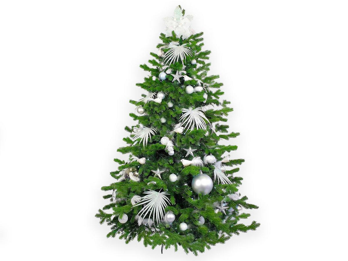 WEIHNACHTSBAUMSCHMUCK-SET POLAR WEISS, 200-teilig, für Weihnachtsbäume 300–600 cm - Silberfarben/Weiß, Kunststoff/Textil (60/50/80cm) - LAALU
